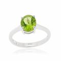 Glitzy Rocks Sterling Silver Peridot Solitaire Round Ring