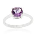 Glitzy Rocks Sterling Silver 1 1/5ct TGW Amethyst Solitaire Round Ring