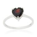 Glitzy Rocks Sterling Silver Heart-cut Garnet Solitaire Ring
