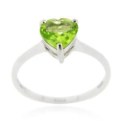 Sterling Silver Heart-cut Peridot Solitaire Ring