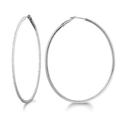 14k White Gold 5/8ct TDW Diamond Hoop Earrings (G-H, SI2)