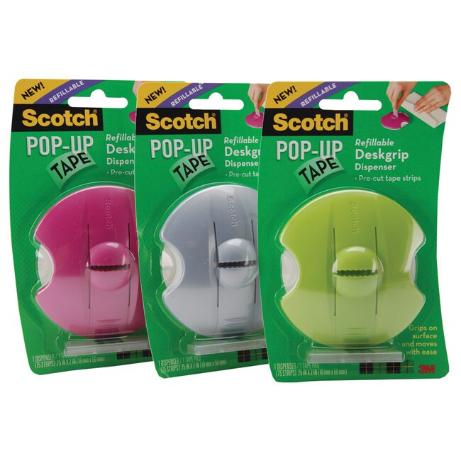 Scotch Pop Up Refillable Deskgrip Pre Cut Strips Tape Dispenser