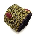 Goldtone Gemstone Golden Swirl Cuff Bracelet (Thailand)