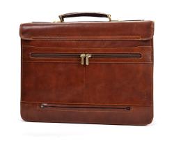 Tony Perotti Men's Italian Bull Leather Parma Classic Double Compartment Leather Laptop Briefcase