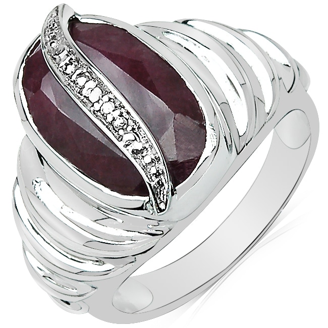 Sheila Kay Platinum Overlay Ruby and Diamond Accent Ring