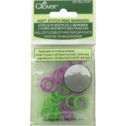 Clover Green/Purple Plastic Soft-stitch Ring Markers (Pack of 30)-Image