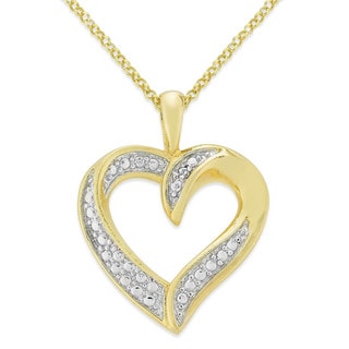 Finesque 14k Gold Overlay Diamond Accent Heart Necklace