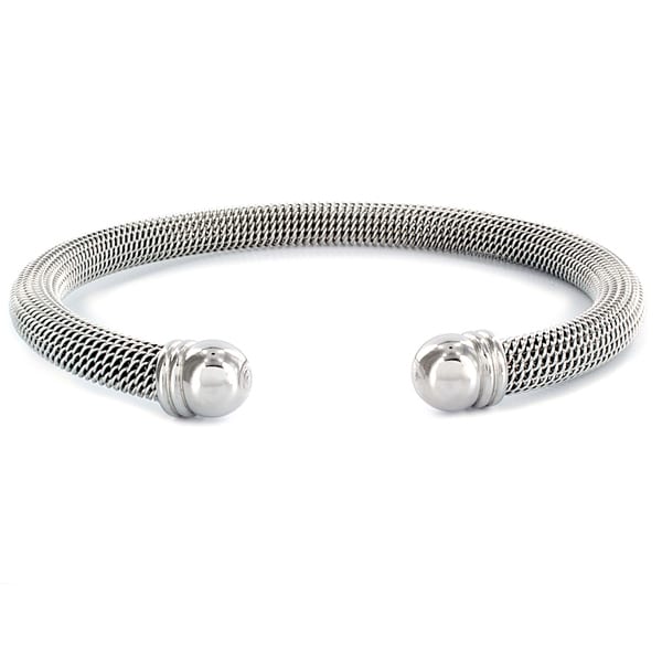 Stainless Steel Domed Mesh Cuff Bracelet 13853444