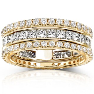 Annello 14k Gold 3ct TDW Diamond 3-piece Stackable Eternity Ring Set (H-I, I1-I2)