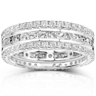 Annello 14k Gold 2ct TDW Diamond 3-piece Stackable Eternity Ring Set (H-I, I1-I2)