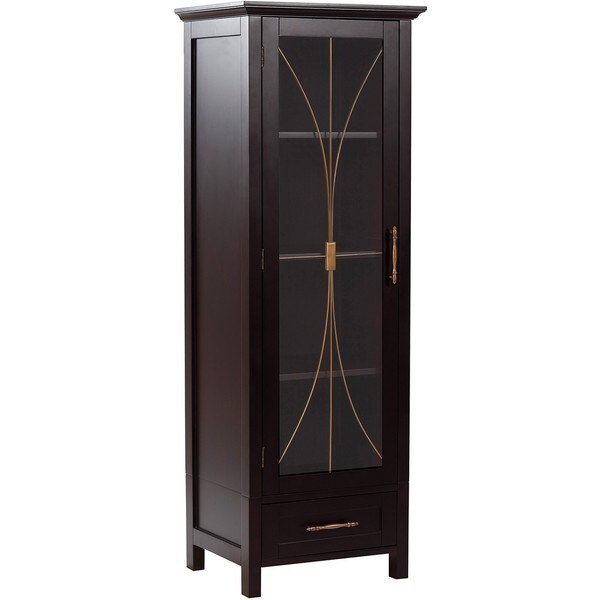 Veranda Bay Dark Espresso Linen Storage Cabinet Bathroom Cabinets