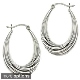 Sunstone Sterling Silver Polished Hoop Earrings