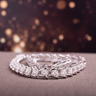 Miadora Sterling Silver 2ct TDW Round Diamond Tennis Bracelet (G-H, I3)