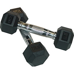 Valor Fitness RH-3 3-pound Rubber Hex Dumbbell Pair-Image