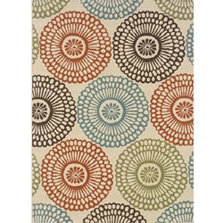 Low Price Ivory/ Blue Outdoor Area Rug (7'10 x 10')