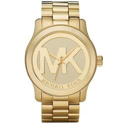 Michael Kors Women\u0026#39;s MK5473 Gold-Tone Logo Stainless Steel Watch