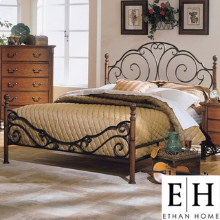 ETHAN HOME LeAnn Graceful Scroll Bronze Iron King-size Poster Bed