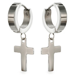 earrings cross stainless steel dangle previous overstock