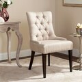 Safavieh Nimes Khaki Grey Tufted Linen Side Chair