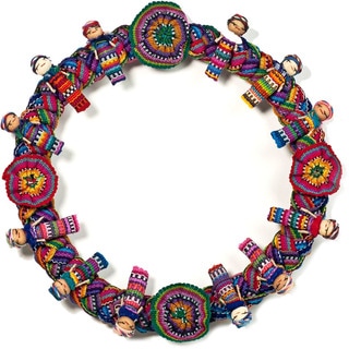 (>_<)  Guatemalan Multicolored Worry Doll Decorative Wreath (Guatemala)
