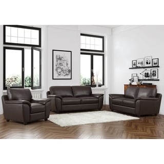 ABBYSON LIVING Sedona 3-piece Premium Top-grain Leather Sofa, Loveseat and Armchair Set