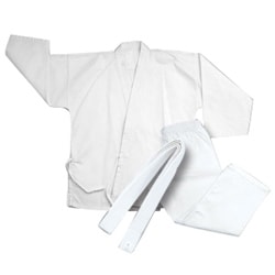 Youth Lightweight White Polyester-cotton-blend Karate Uniform-Image