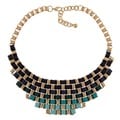 Nexte Jewlery Goldtone Blue Ribbon Fashion Bib Necklace
