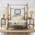 ETHAN HOME LeAnn Gracefull Scrool Iron Metal Queen-size Canopy Bed