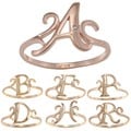 La Preciosa Rose Gold Over Sterling Silver Cubic Zirconia Initial Ring