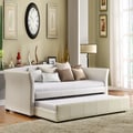 TRIBECCA HOME Deco White Faux Leather Modern Daybed with Trundle