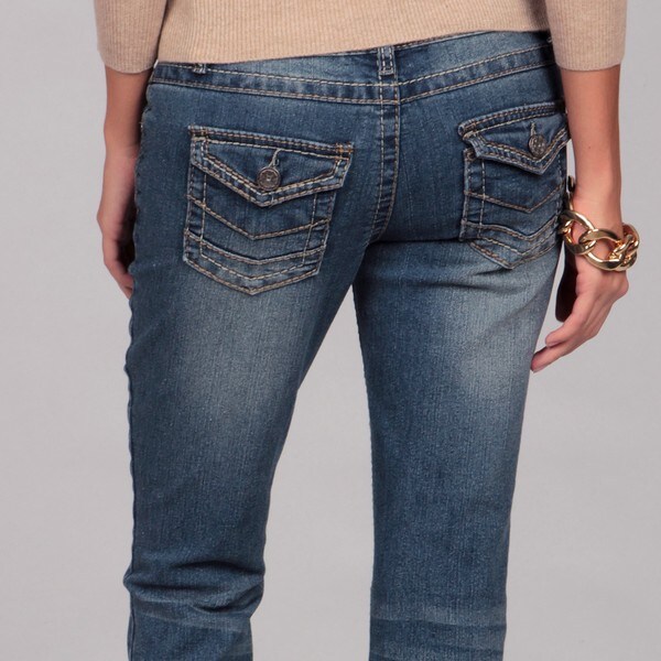 Deja Bleu Women's Flare Buttonflap Pocket Jeans 13904336 Overstock