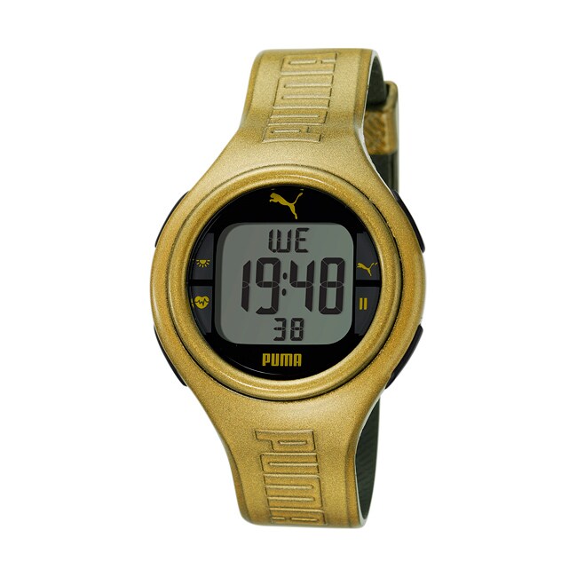 Puma Unisex 'Pulse' Metallic Goldtone Digital Heart Monitor Watch