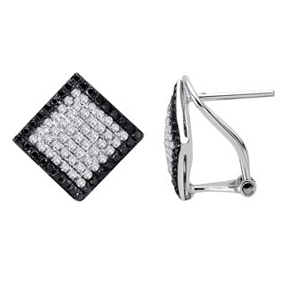 Auriya 14k White Gold 3/4ct TDW Black and White Diamond Earrings (G-H, I1-I2)