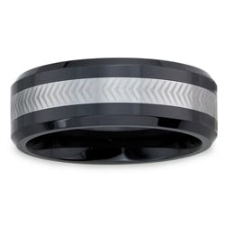Men's Tungsten Ceramic Laser -Etched Band (8 mm)