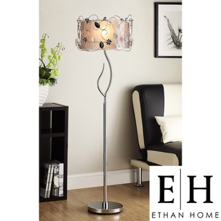 ETHAN HOME Floral 62-inch Silver Crystal Floor Lamp