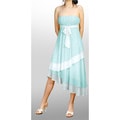 Evanese Women's Two-tone Strapless Tiered Asymmetrical Dress