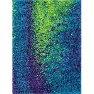 Cantebury Peacock/ Lime Shag Rug (7'7 x 10'5)
