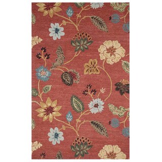 Hand-tufted Red Wool Rug (5' x 8')