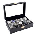 Caddy Bay Collection Classic Black Leatherette Watch Case Display Box