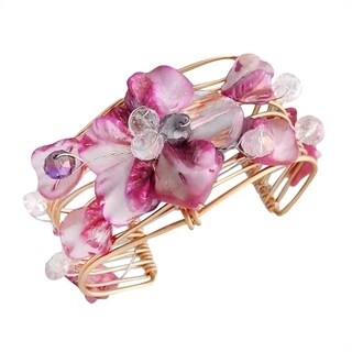 Goldtone Seashell Floral Cuff Bracelet (Philippines)