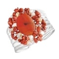 Aluminum Silver Gemstone and Pearl Cuff Bracelet (Philippines)