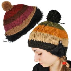 Striped Wool Faux-fur Hat (Nepal)-Image