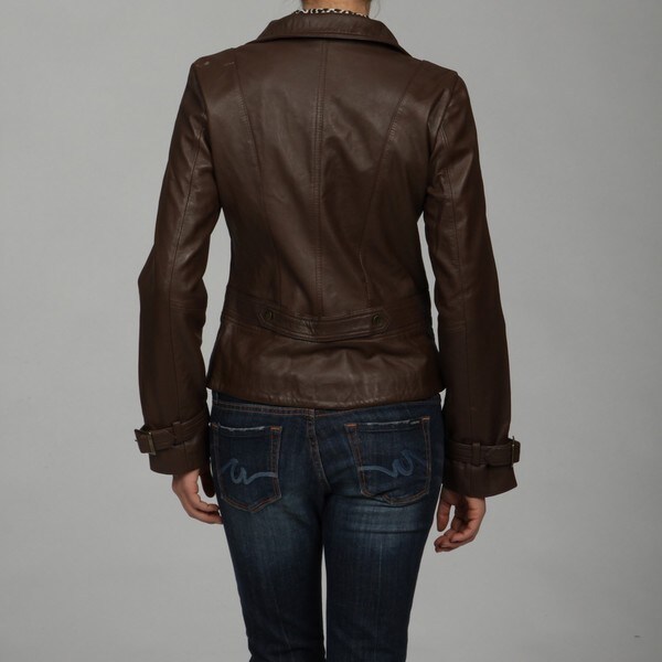 Kenneth Cole Women's Walnut Leather Jacket - Overstock Shopping
