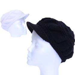 Black or White Solid Brim Wool Beanie (Nepal)-Image