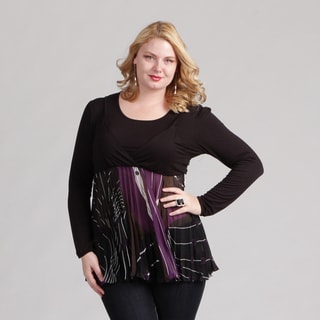 Kaelyn Max Women's Plus Size Pleated Empire Waist Tunic