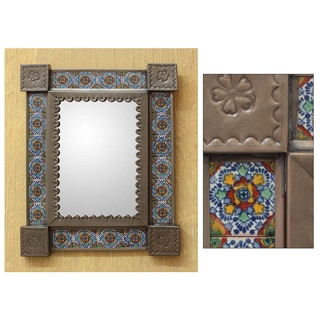 Tin and Ceramic 'Colonial Garland'Wall Mirror (Small)