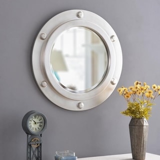 (^ ^)// Obion Round Weathered Steel Wall Mirror
