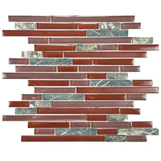 Cheap SomerTile 12x11.75-in Reflections Piano Bordeaux Glass and Stone Mosaic Tile (Pack of 10)