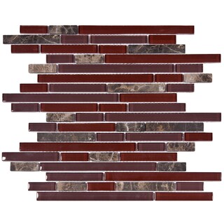SomerTile 12x11.75-in Reflections Piano Bordeaux Glass and Stone Mosaic Tile (Pack of 10)