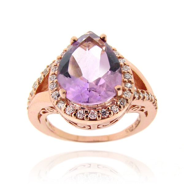 Shop Glitzy Rocks Rose Gold Over Silver Amethyst And Cubic Zirconia